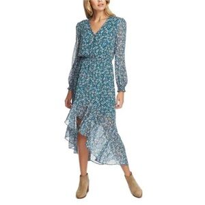 1.state teal high low Floral Midi Dress size M